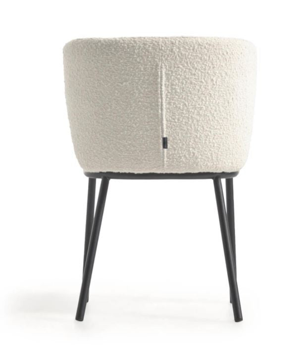 Scaun dining alb din textil Ciselia Kave Home