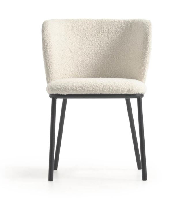 Scaun dining alb din textil Ciselia Kave Home