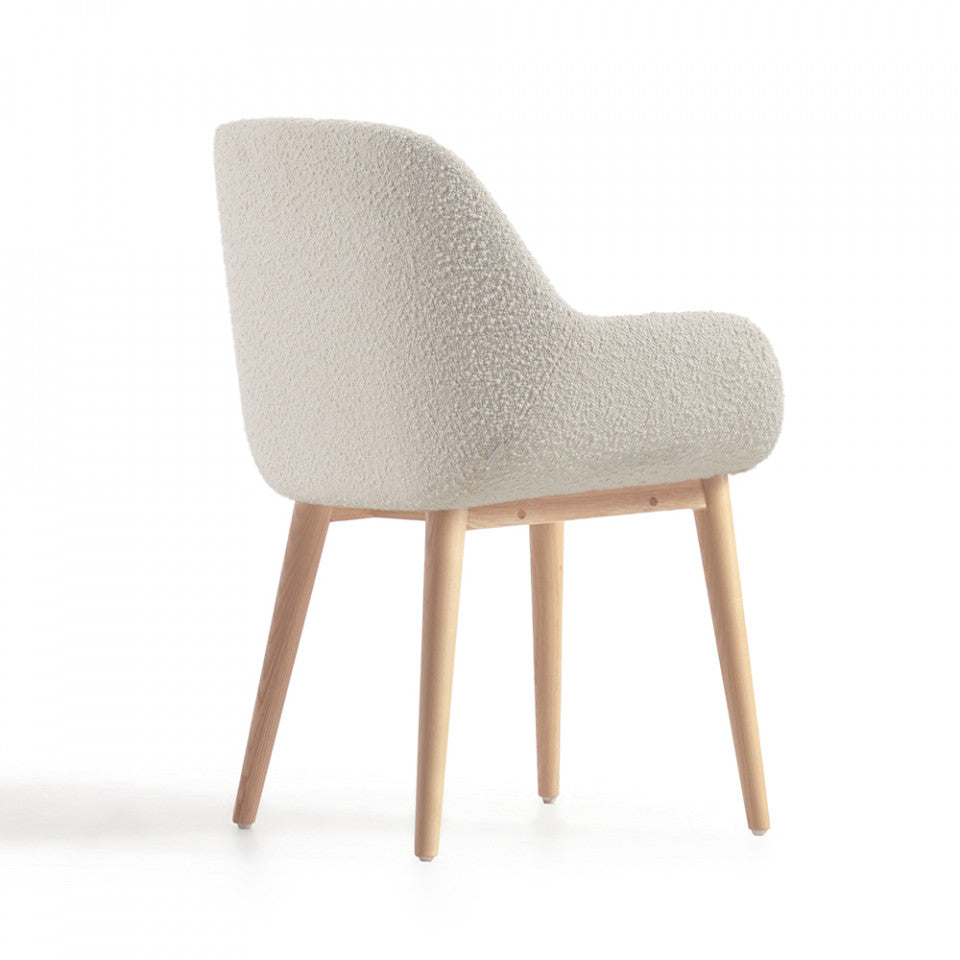 Scaun dining alb din textil Konna Kave Home