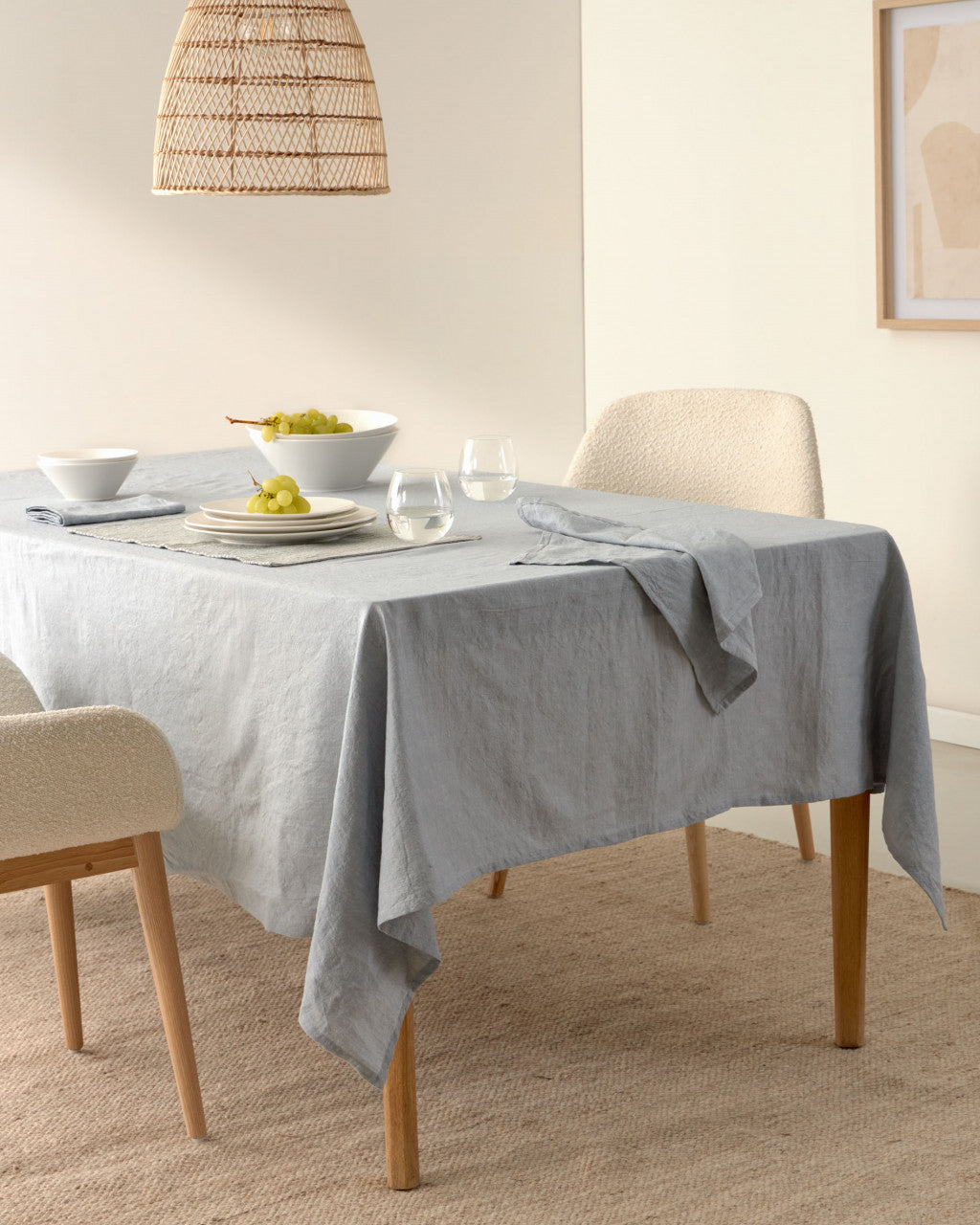 Scaun dining alb din textil Konna Kave Home
