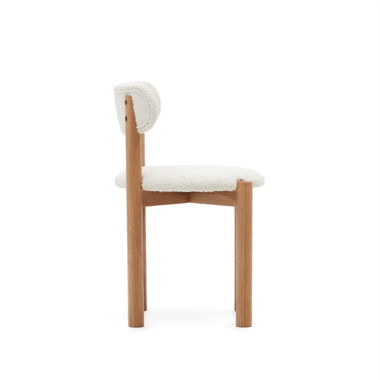 Scaun dining alb din textil Nebai Kave Home