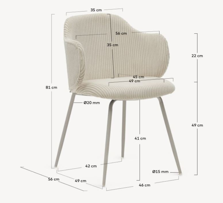 Scaun dining alb din textil Suanna Kave Home