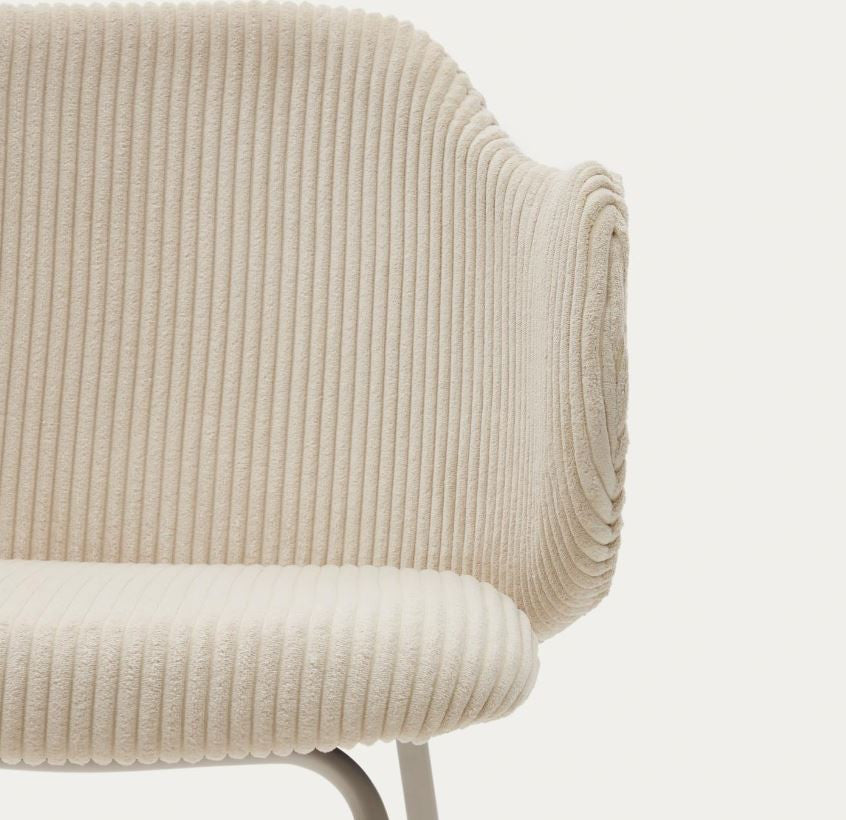 Scaun dining alb din textil Suanna Kave Home