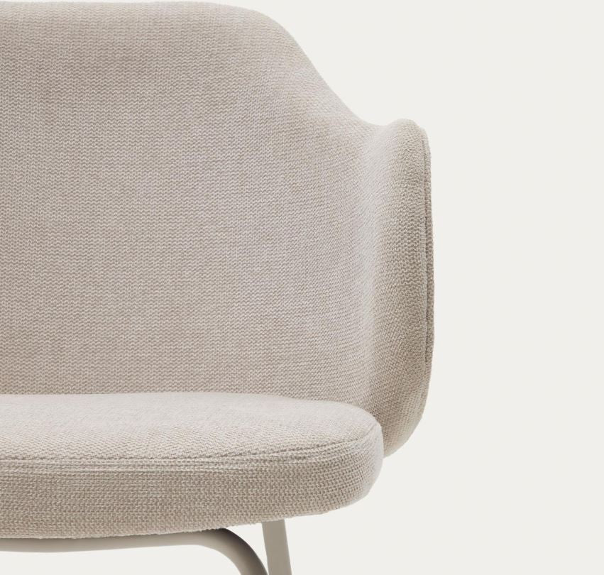 Scaun dining alb din textil Suanna Plain Kave Home