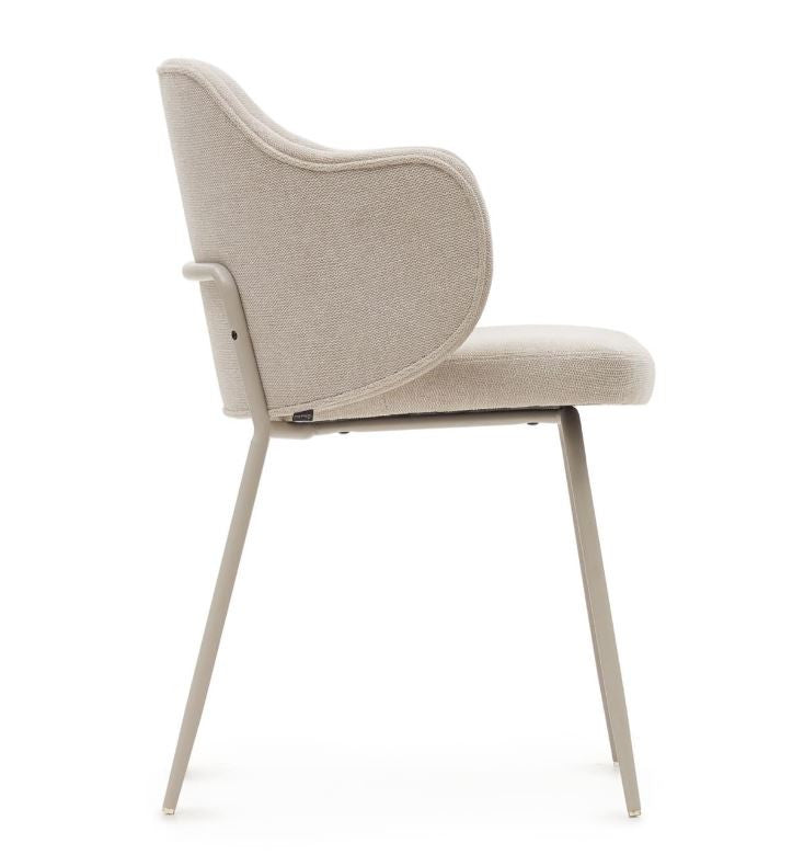 Scaun dining alb din textil Suanna Plain Kave Home