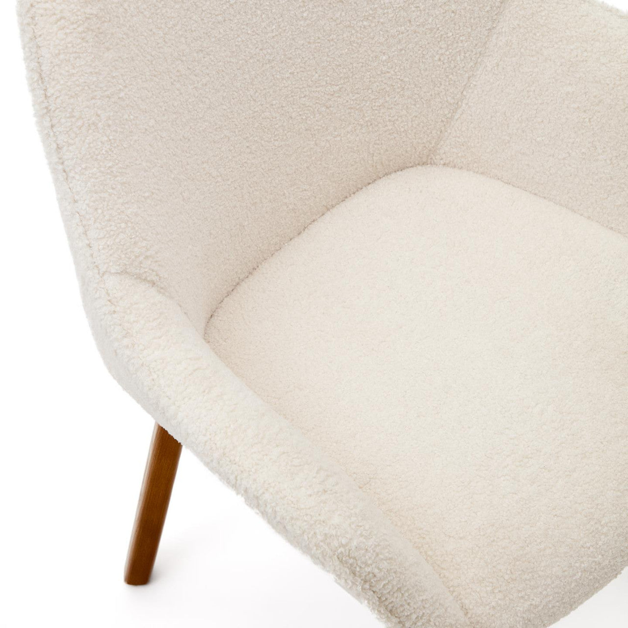 Scaun dining alb/maro inchis din textil Aleli Shearling Kave Home