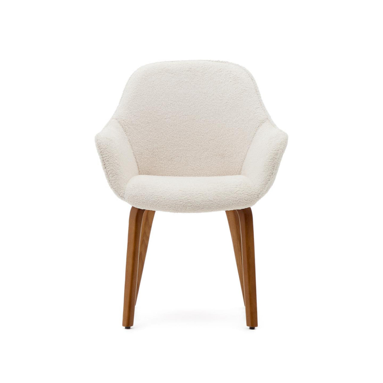 Scaun dining alb/maro inchis din textil Aleli Shearling Kave Home