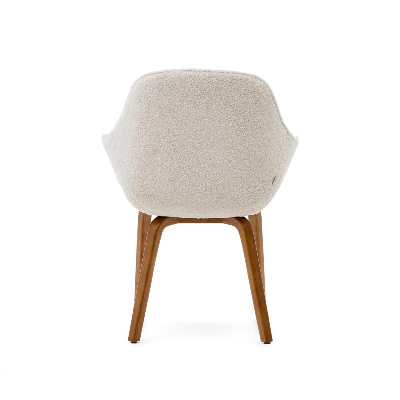 Scaun dining alb/maro inchis din textil Aleli Shearling Kave Home