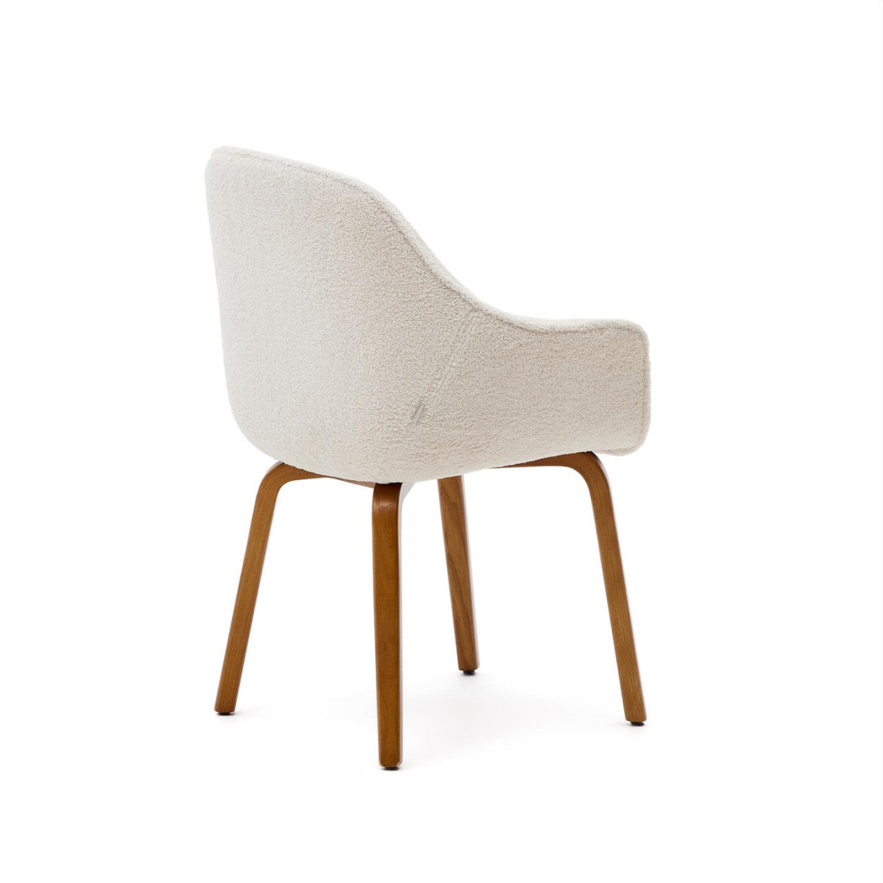 Scaun dining alb/maro inchis din textil Aleli Shearling Kave Home
