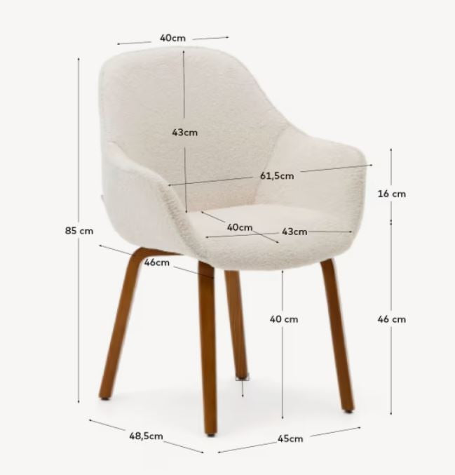 Scaun dining alb/maro inchis din textil Aleli Shearling Kave Home