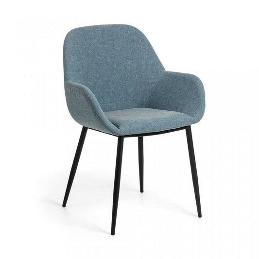 Scaun dining albastru din textil Konna Kave Home