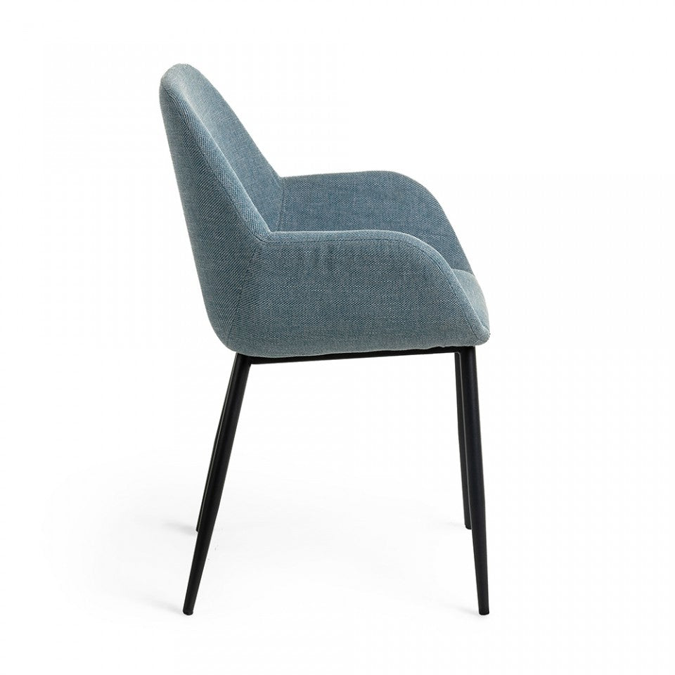 Scaun dining albastru din textil Konna Kave Home