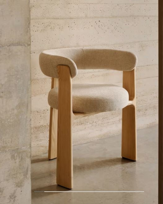 Scaun dining bej deschis din textil Granite Chenille Kave Home