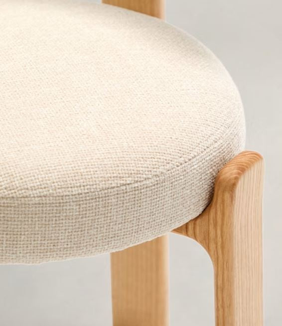 Scaun dining bej deschis din textil Granite Chenille Small Kave Home