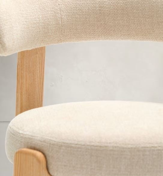 Scaun dining bej deschis din textil Granite Chenille Small Kave Home