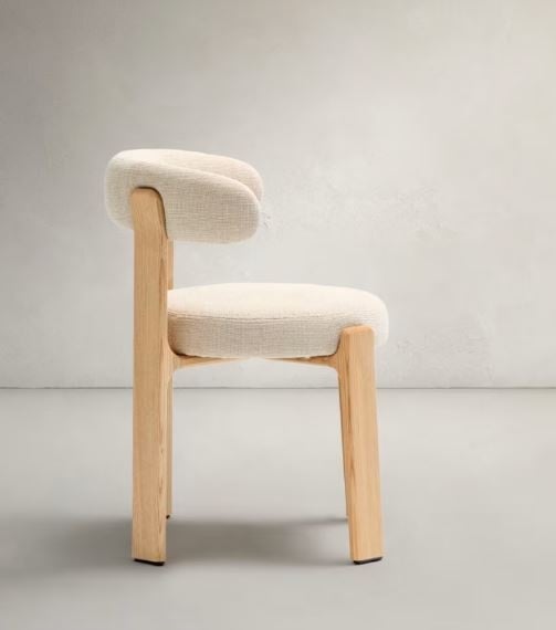 Scaun dining bej deschis din textil Granite Chenille Small Kave Home