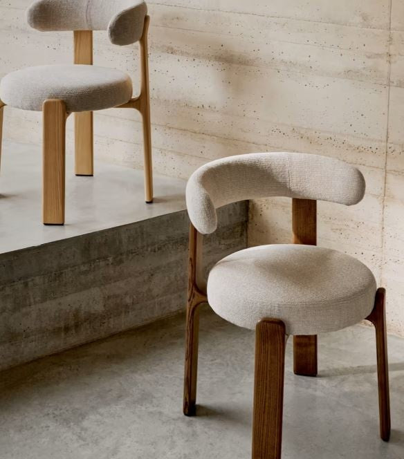 Scaun dining bej deschis din textil Granite Chenille Small Kave Home