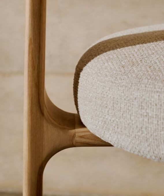 Scaun dining bej deschis din textil Granite Chenille Small Kave Home