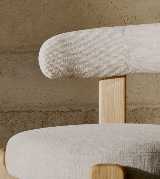 Scaun dining bej deschis din textil Granite Chenille Small Kave Home
