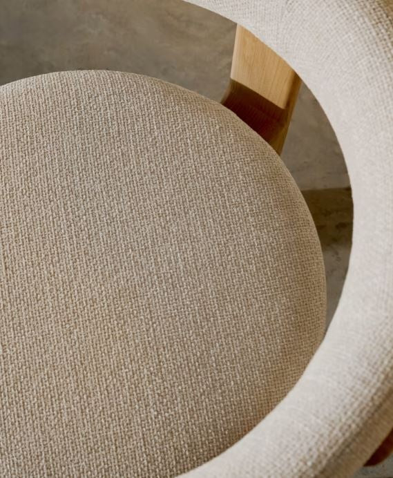 Scaun dining bej deschis din textil Granite Chenille Small Kave Home