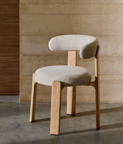 Scaun dining bej deschis din textil Granite Chenille Small Kave Home