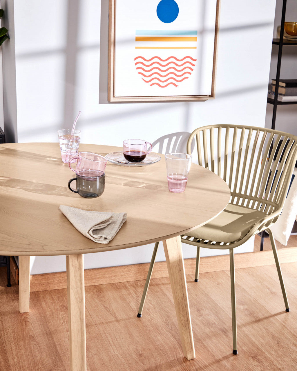 Scaun dining bej din metal Surpik Kave Home