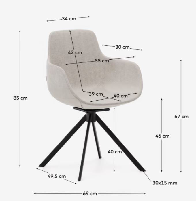 Scaun dining bej din piele ecologica Tissiana Kave Home