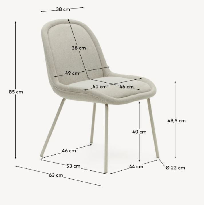 Scaun dining bej din textil Aimin Kave Home