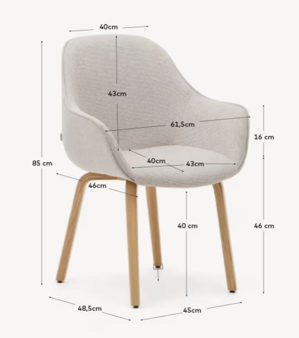 Scaun dining bej din textil Aleli Kave Home