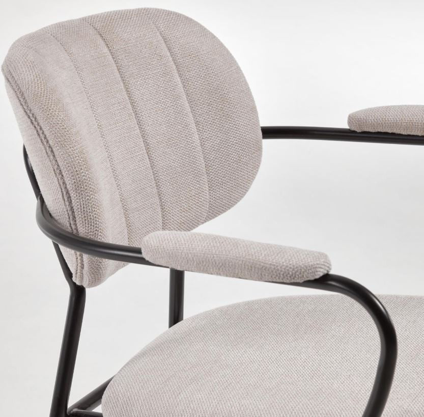 Scaun dining bej din textil Auxtina Kave Home