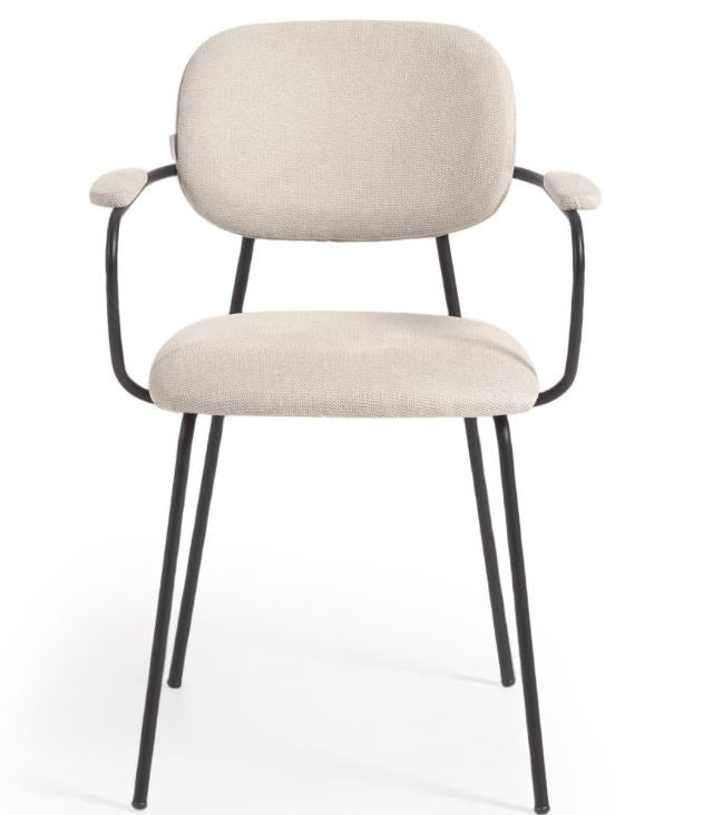 Scaun dining bej din textil Auxtina Kave Home