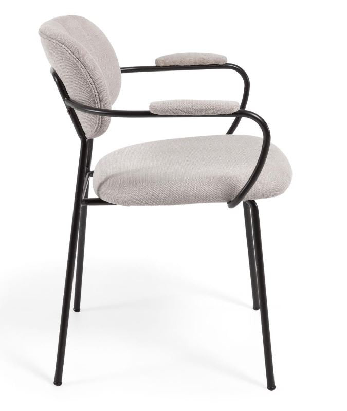 Scaun dining bej din textil Auxtina Kave Home
