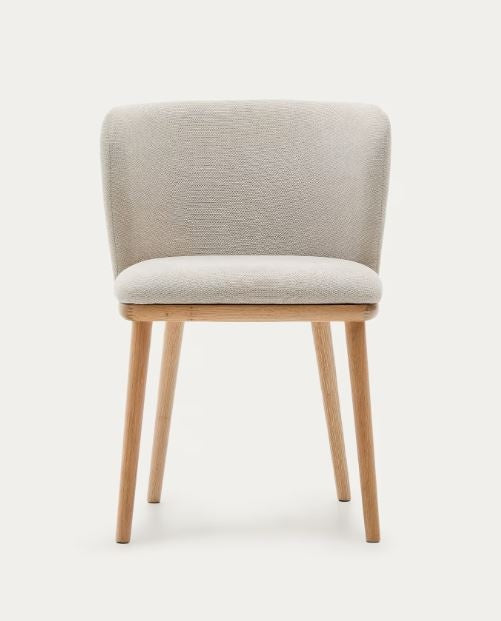Scaun dining bej din textil Ciselia Chenille Kave Home