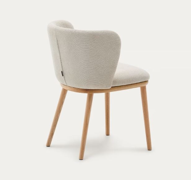 Scaun dining bej din textil Ciselia Chenille Kave Home