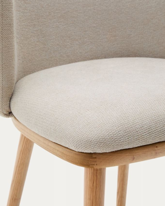 Scaun dining bej din textil Ciselia Chenille Kave Home