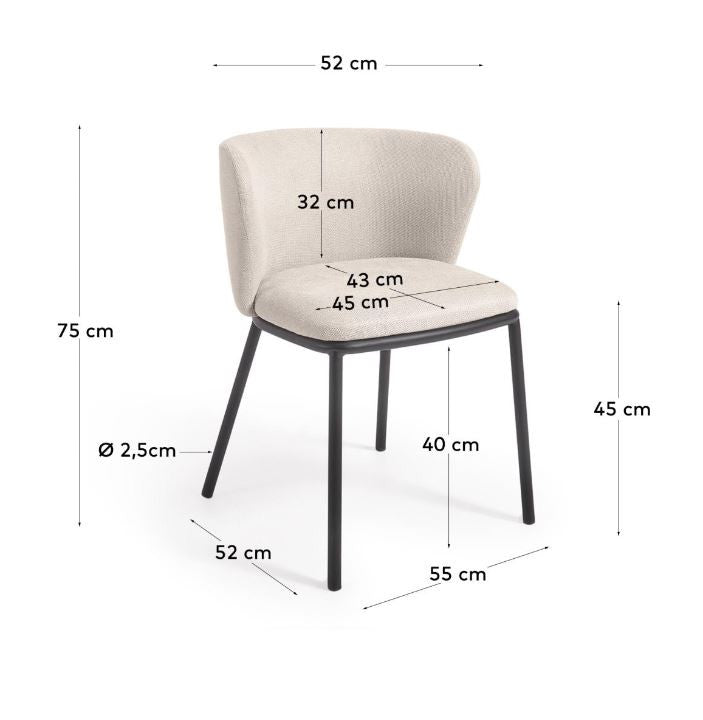 Scaun dining bej din textil Ciselia Kave Home