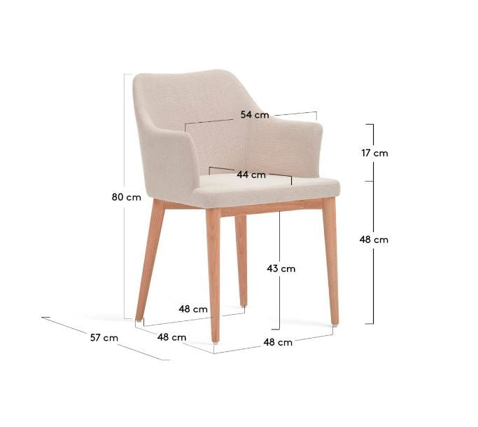 Scaun dining bej din textil Croft Kave Home