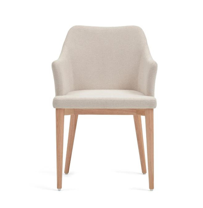 Scaun dining bej din textil Croft Kave Home