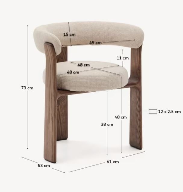 Scaun dining bej din textil Granite Chenille Kave Home