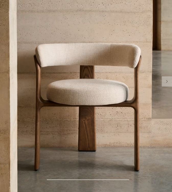 Scaun dining bej din textil Granite Chenille Kave Home