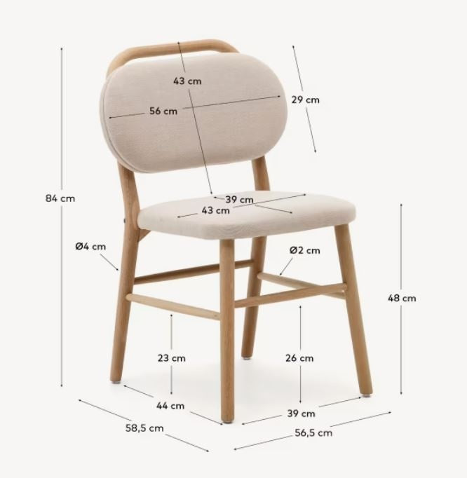 Scaun dining bej din textil Helda Kave Home