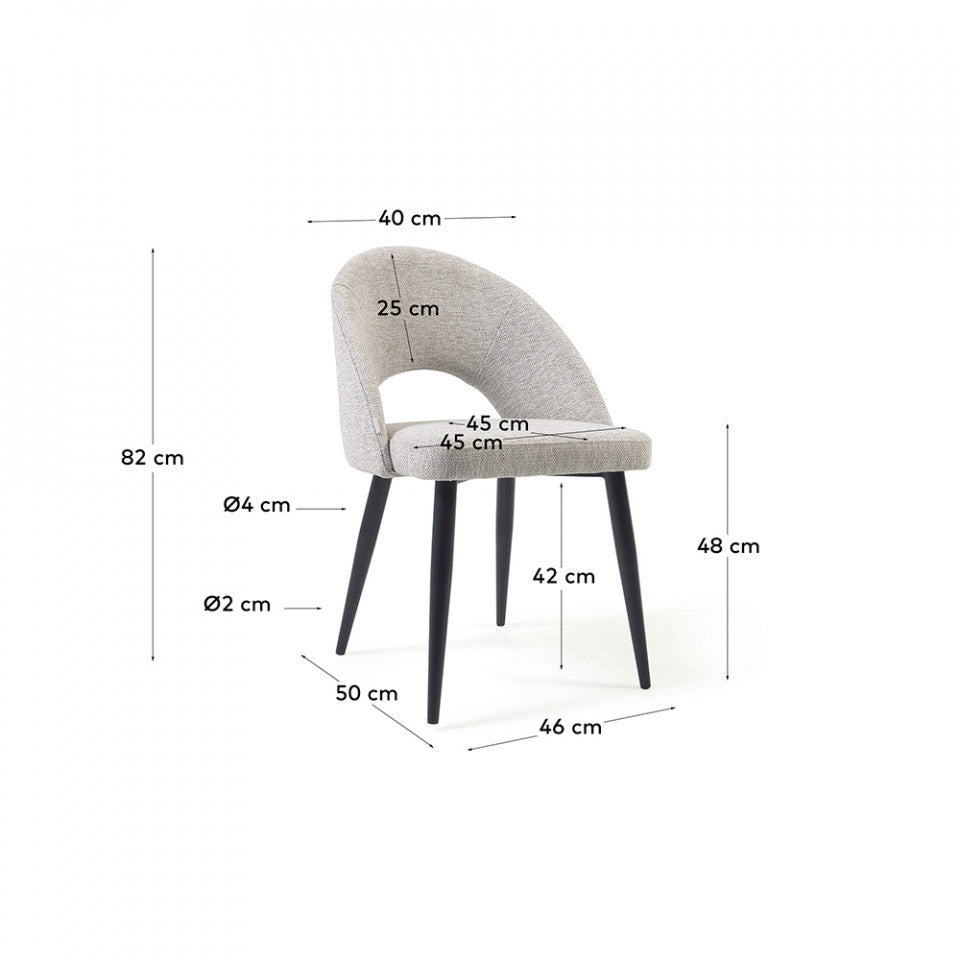 Scaun dining bej din textil Mael Kave Home