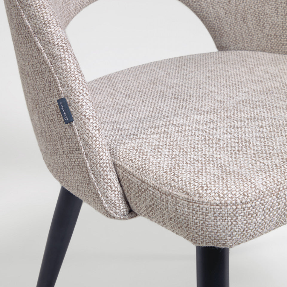 Scaun dining bej din textil Mael Kave Home