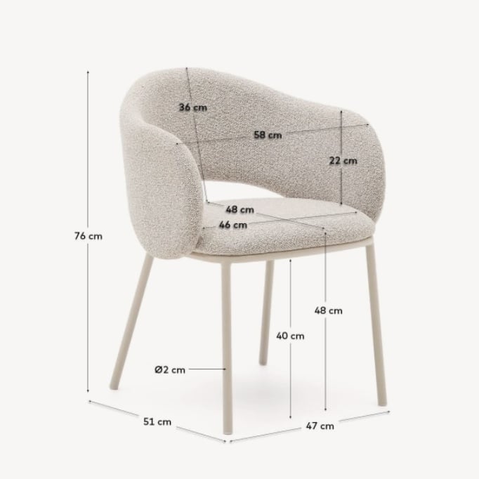 Scaun dining bej din textil Maina Chenille Kave Home