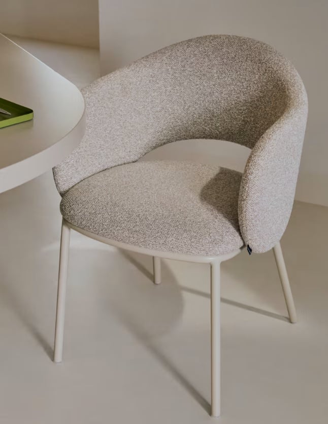 Scaun dining bej din textil Maina Chenille Kave Home