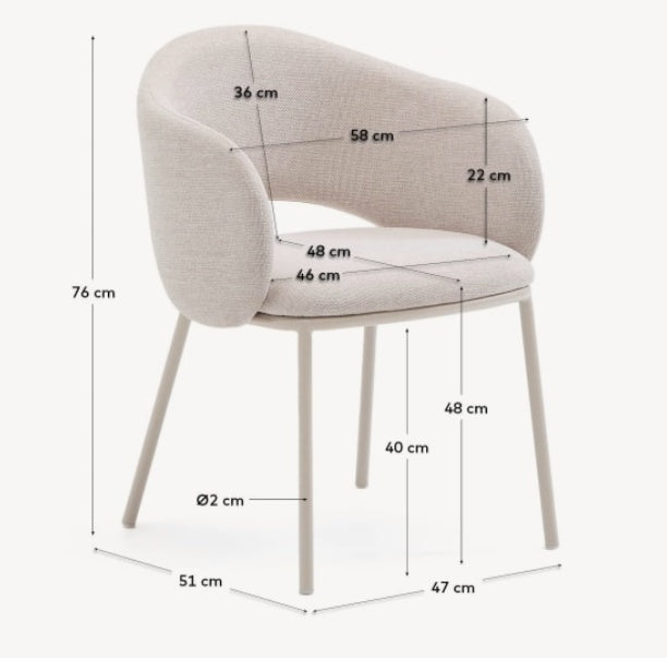 Scaun dining bej din textil Maina Kave Home