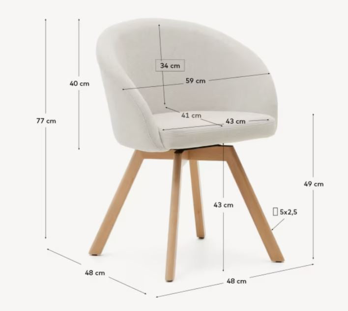 Scaun dining bej din textil Marvin Shearling Kave Home