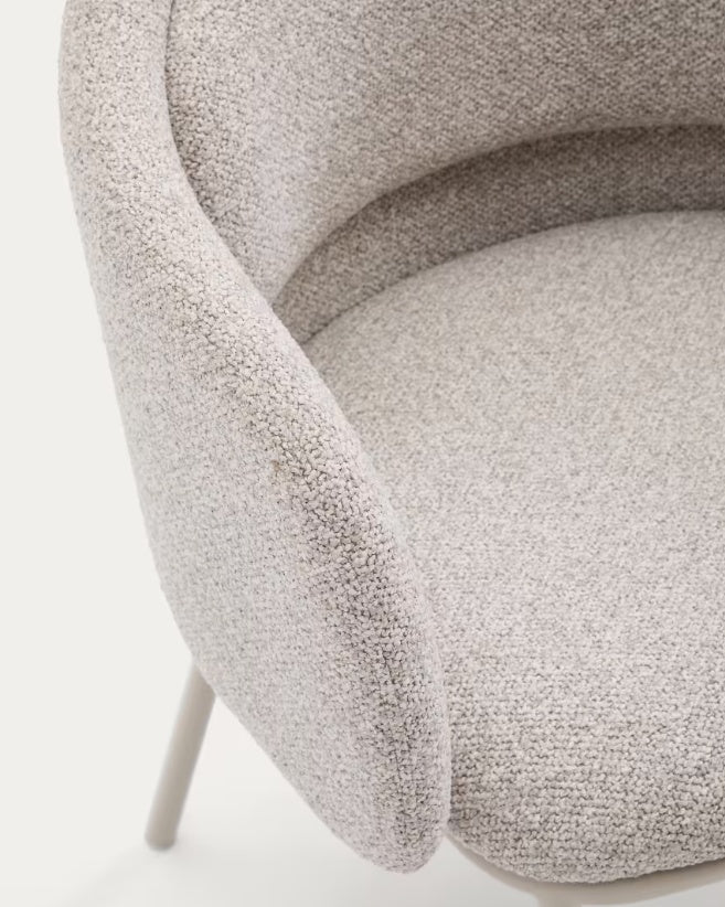 Scaun dining bej din textil Minda Chenille Kave Home