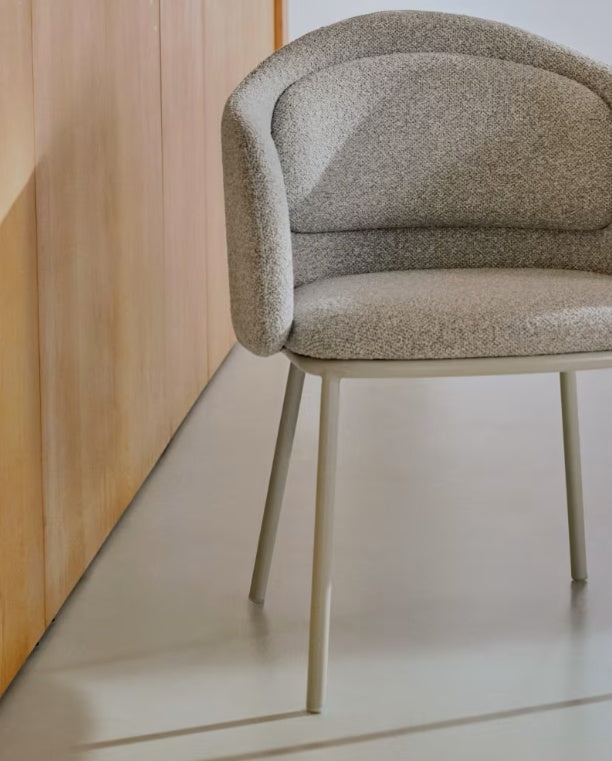 Scaun dining bej din textil Minda Chenille Kave Home