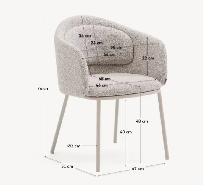Scaun dining bej din textil Minda Chenille Kave Home